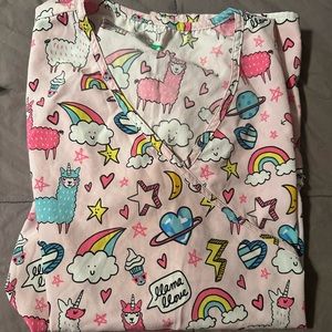 Rainbow/Llama Scrub Top
